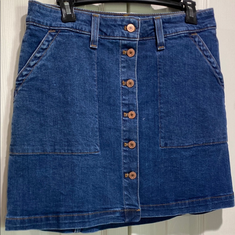 J. Crew Blue Denim A-Line Mini Skirt Casual
